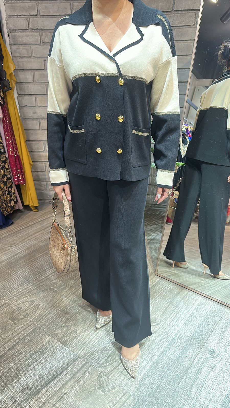 German Black offwhite Woolen Cordset