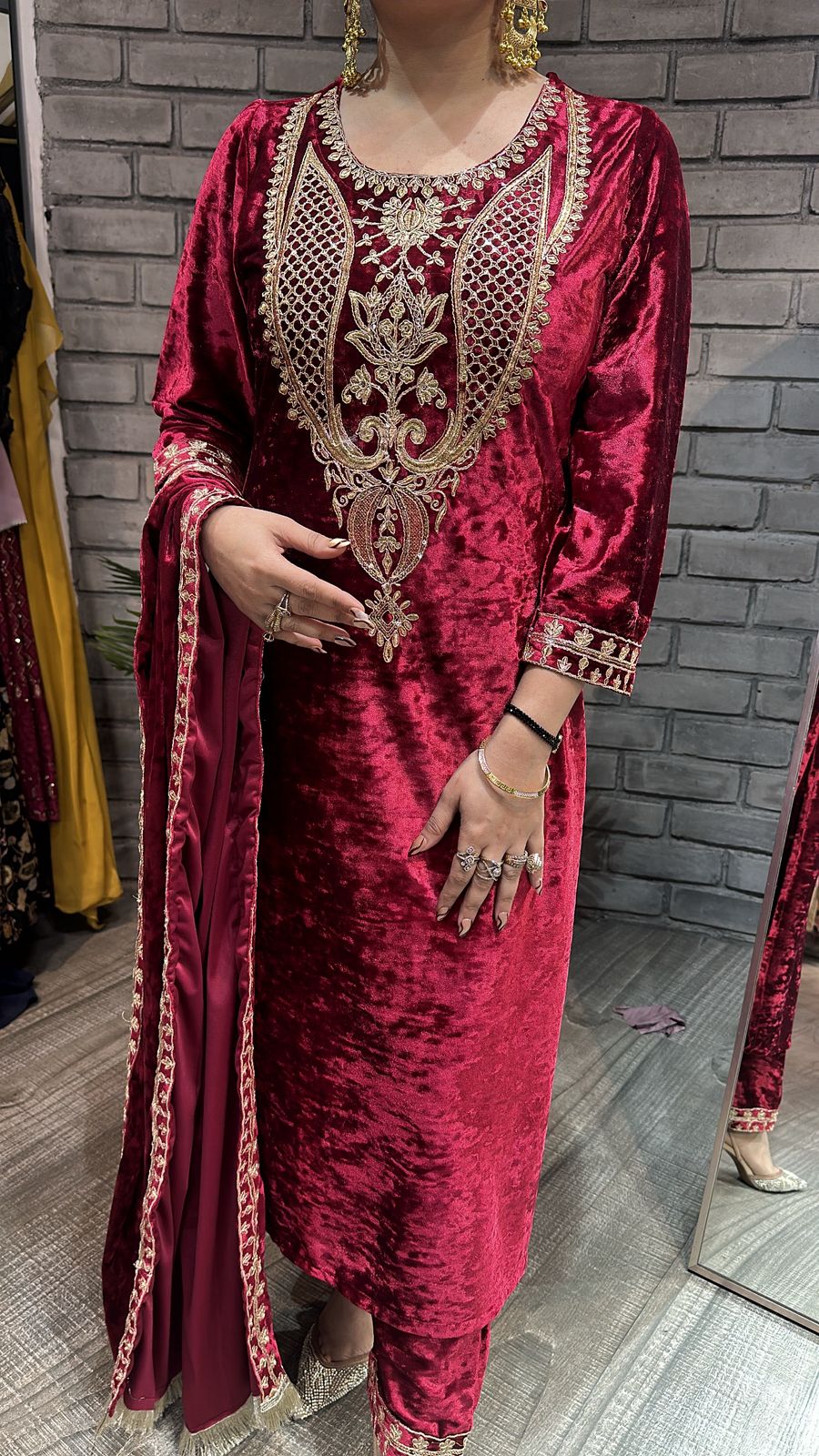 Amritsar Red Woolen Designer suit