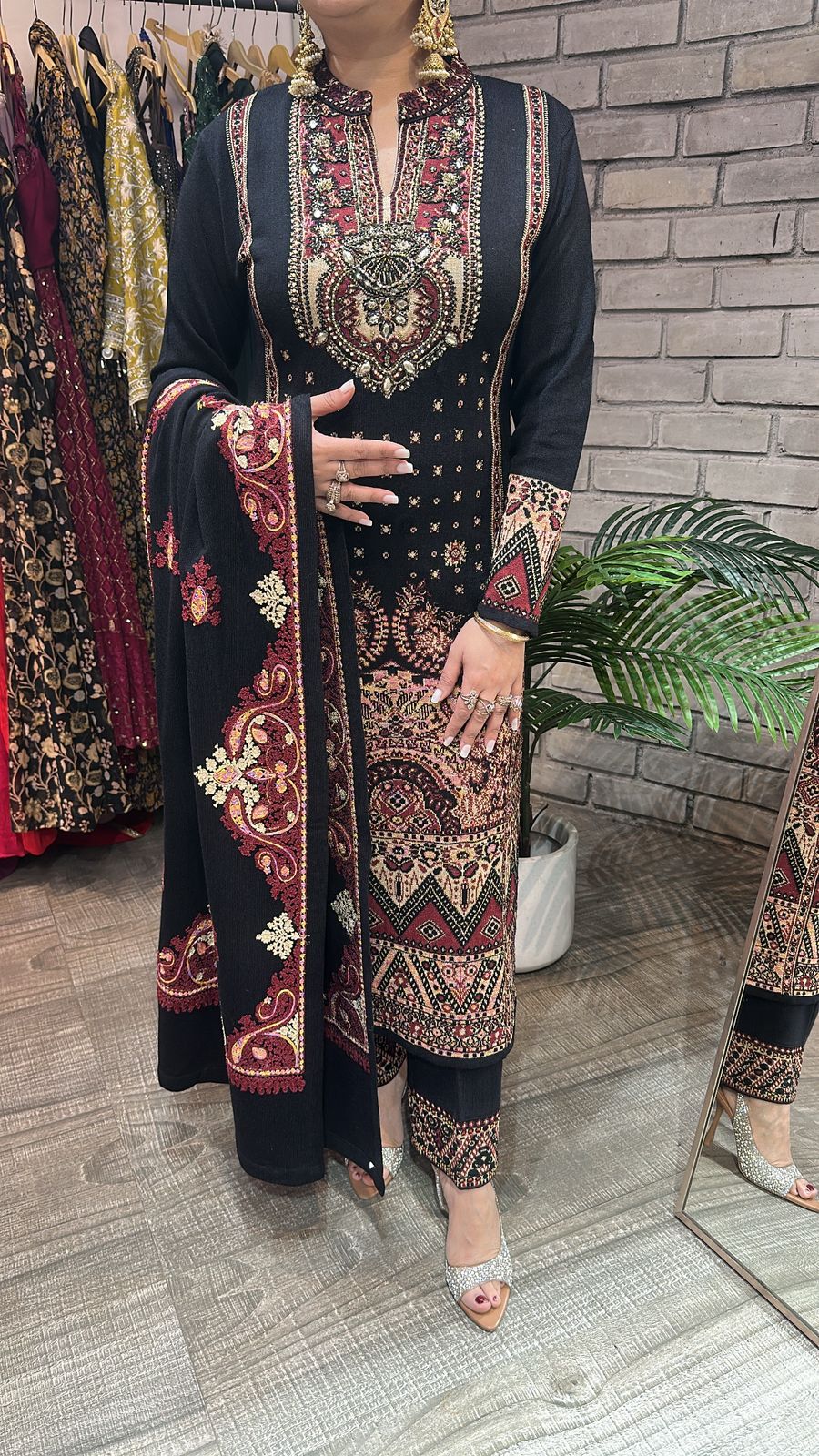 Garam Black Woolen Designer suit