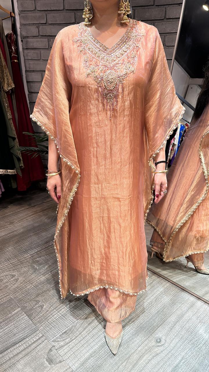 Safari Shimmer Kaftan Set with Inner