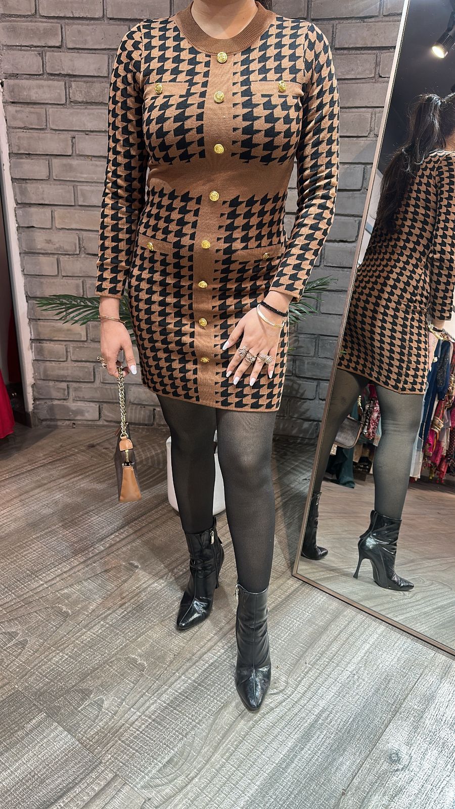 Whimsy Beige Woolen Dress