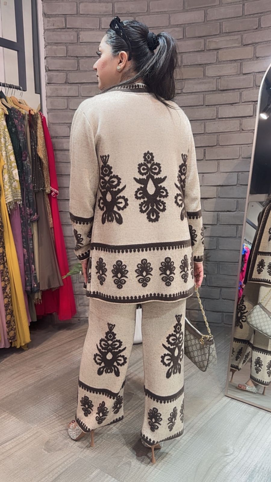 Horizon Beige Brown 3pc Woolen Cordset