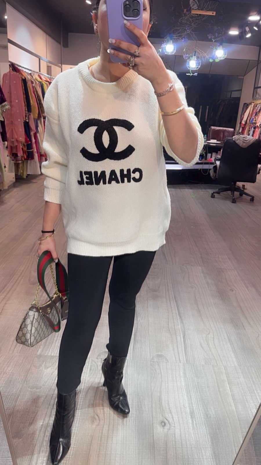 Must white Black Woolen Sweatshirt