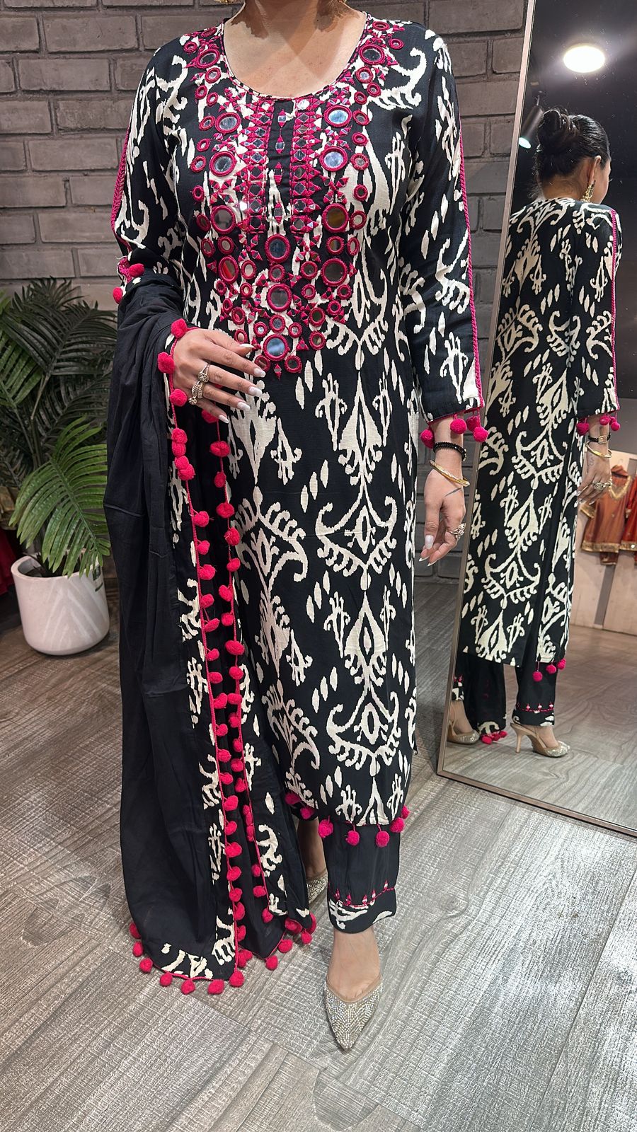 Roselle Mirror Pom Pom Designer suit