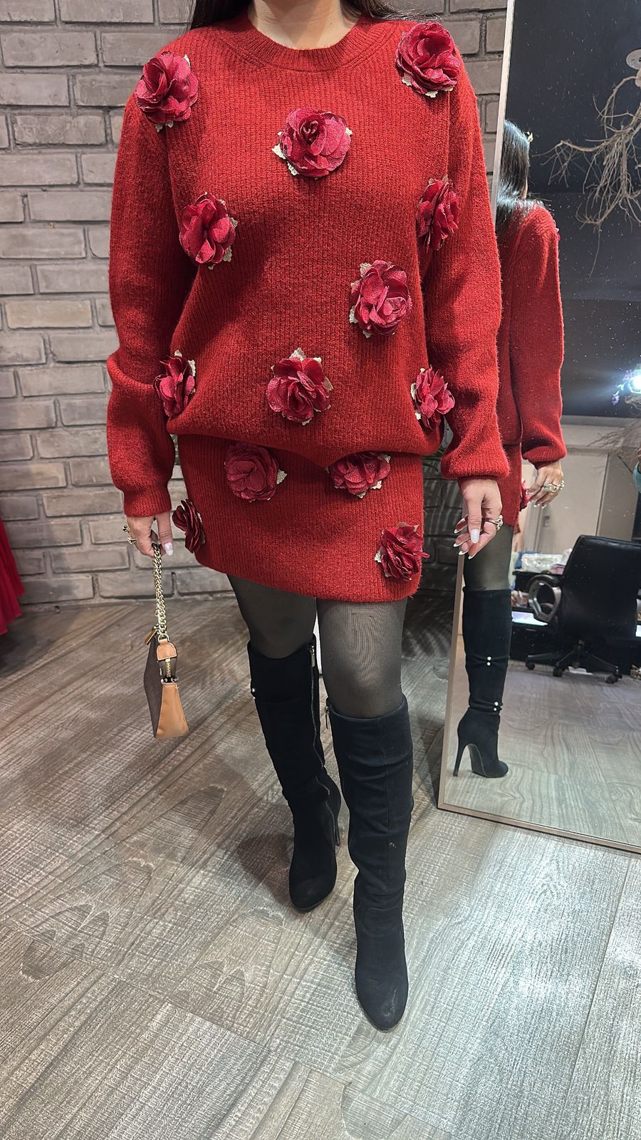 Rosemary Red Woolen Skirt Cordset