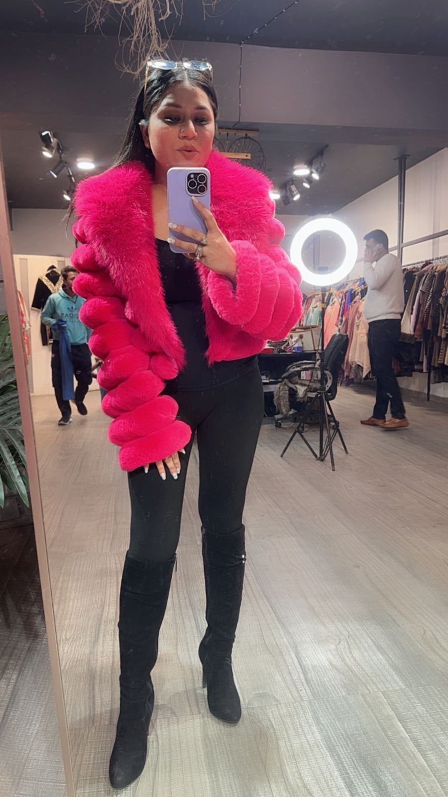 Furla Hot pink Fur Jacket