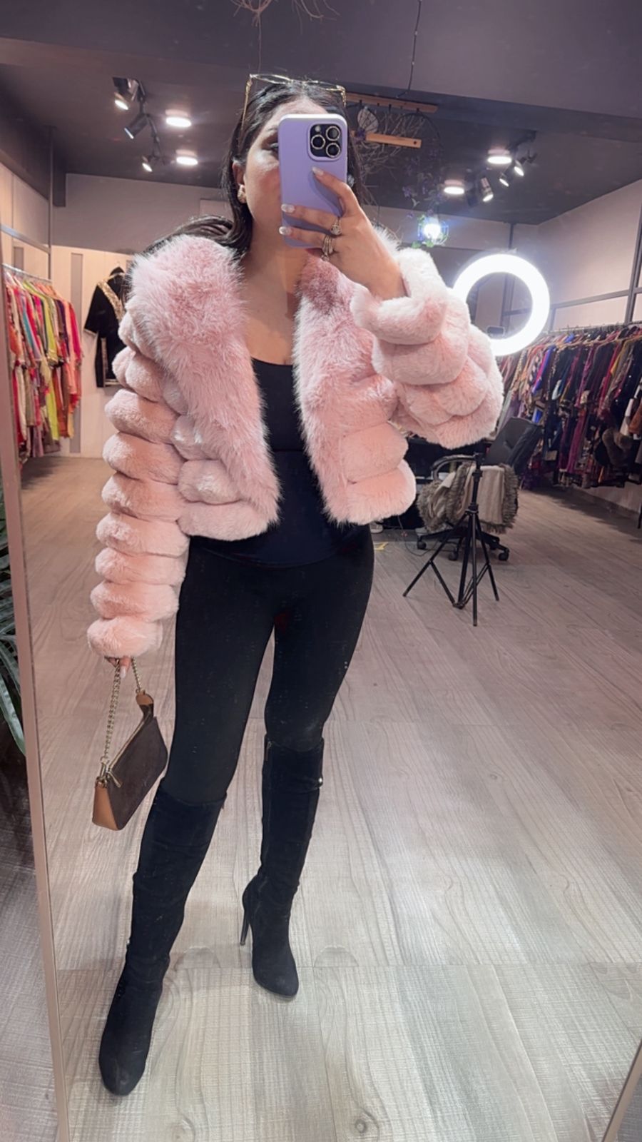 Furla Baby pink Fur Jacket