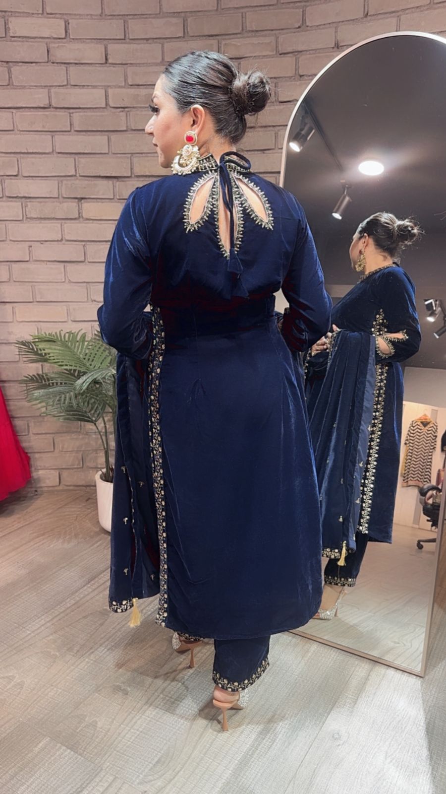 Qayamat Navy Blue velvet Suit