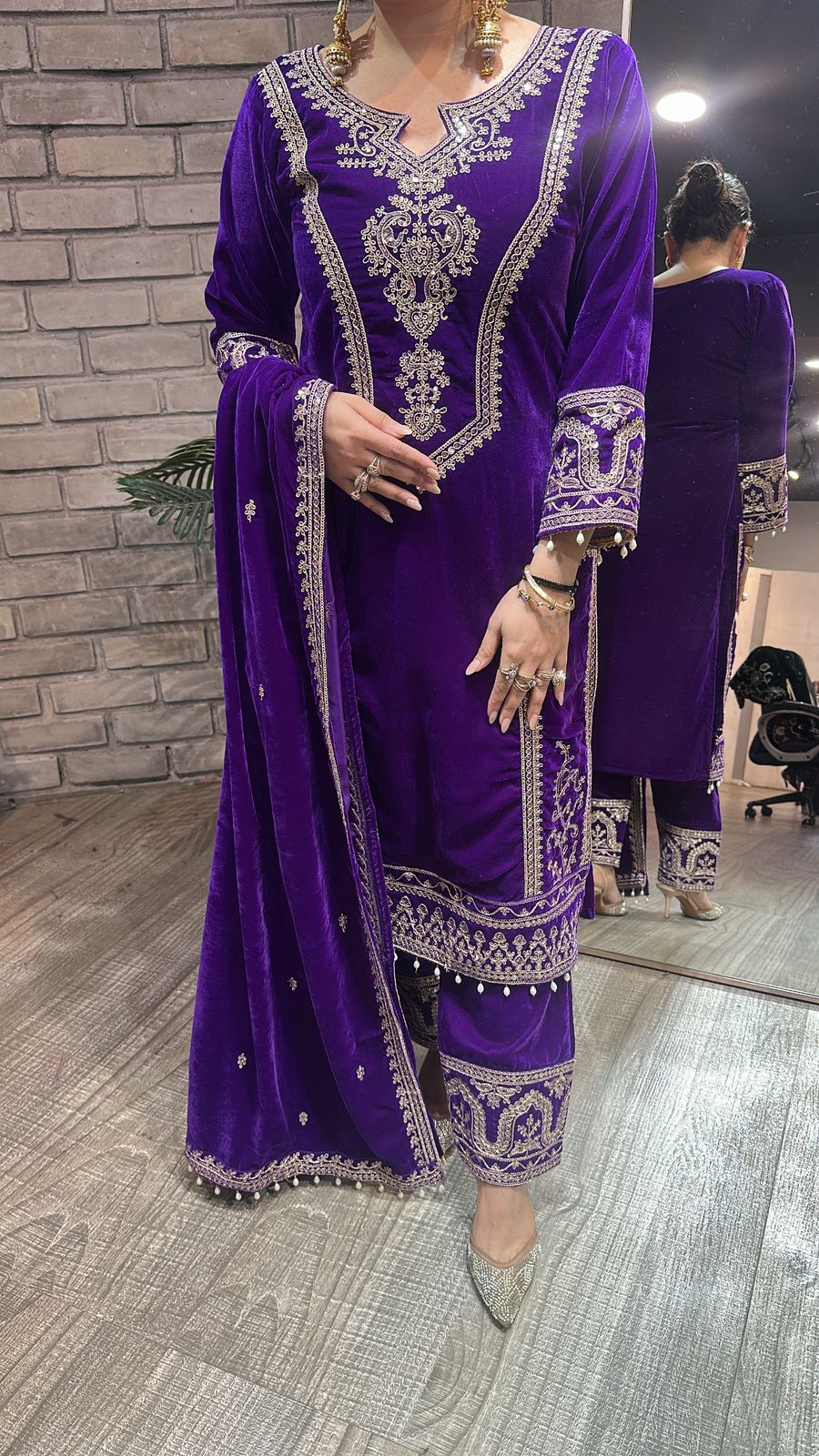 Shabad purple Designer velvet Suit