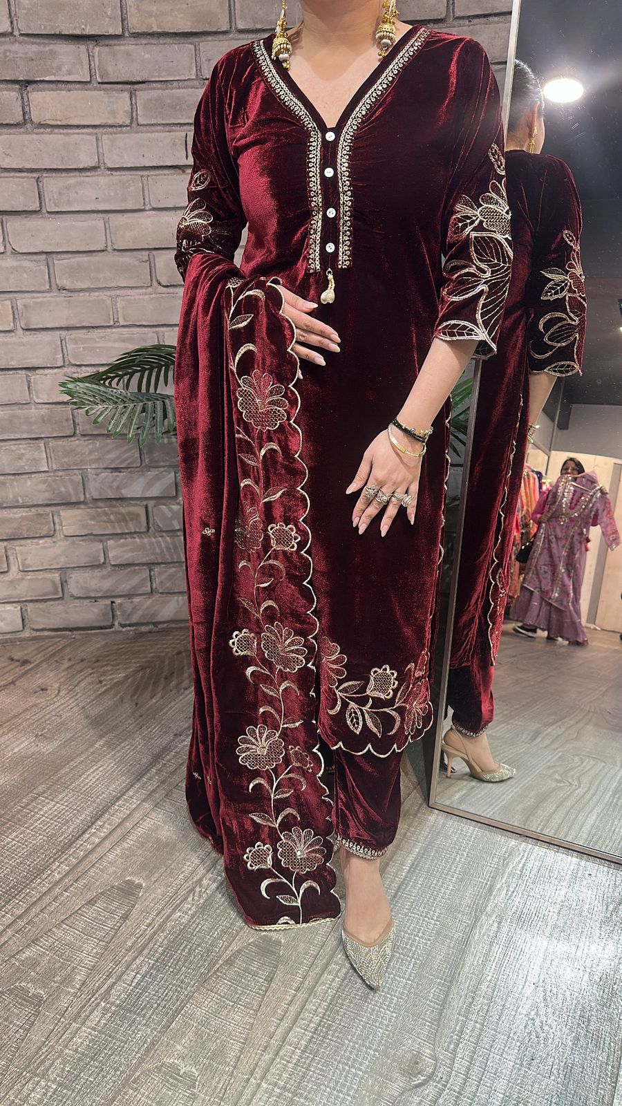 Swagath Mahroon Designer velvet Suit