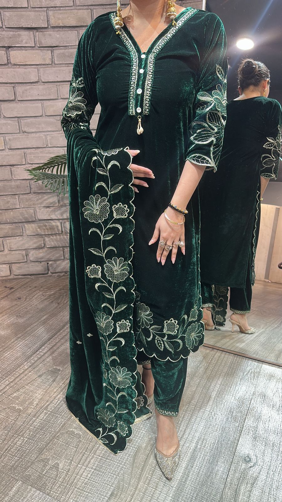 Swagath Bootel Green Designer velvet Suit