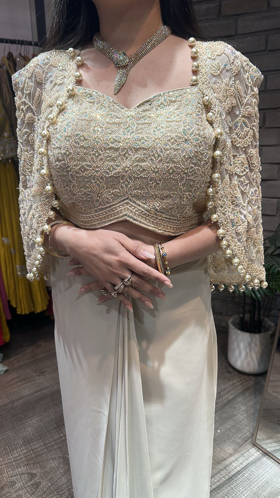 Fabulous Beige cape Dhoti Style