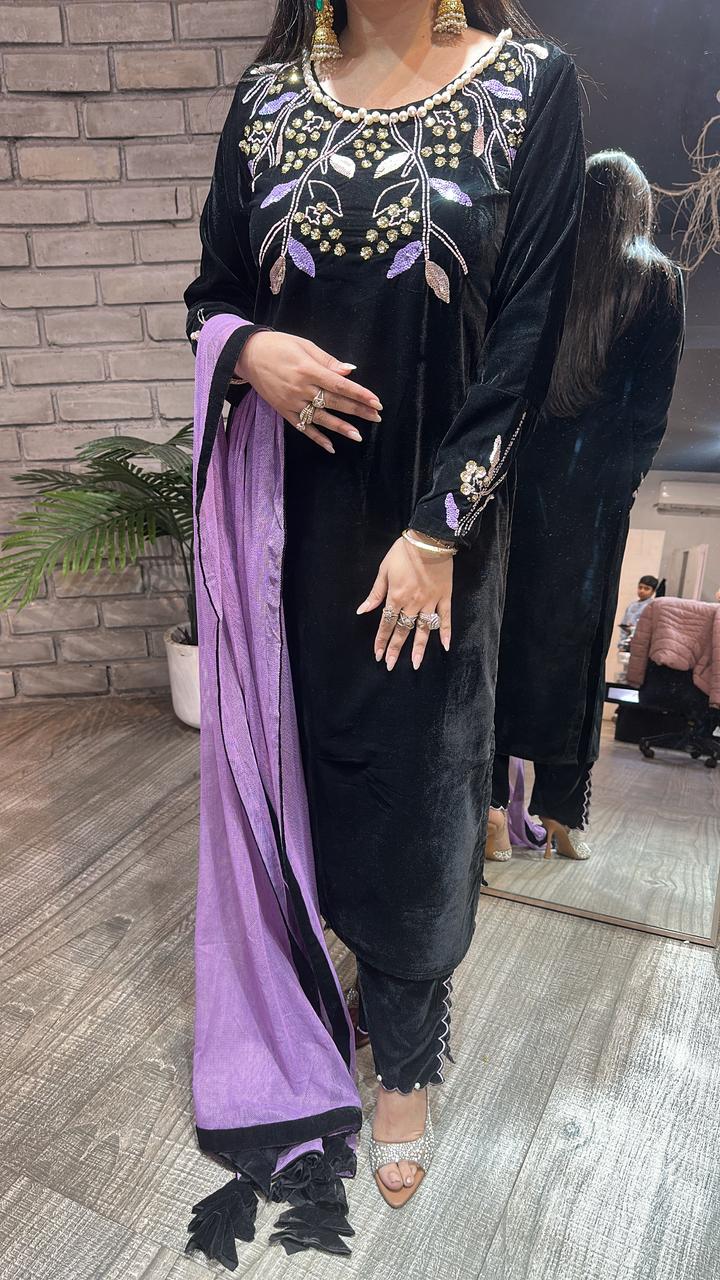 Gajak Black Designer velvet suit