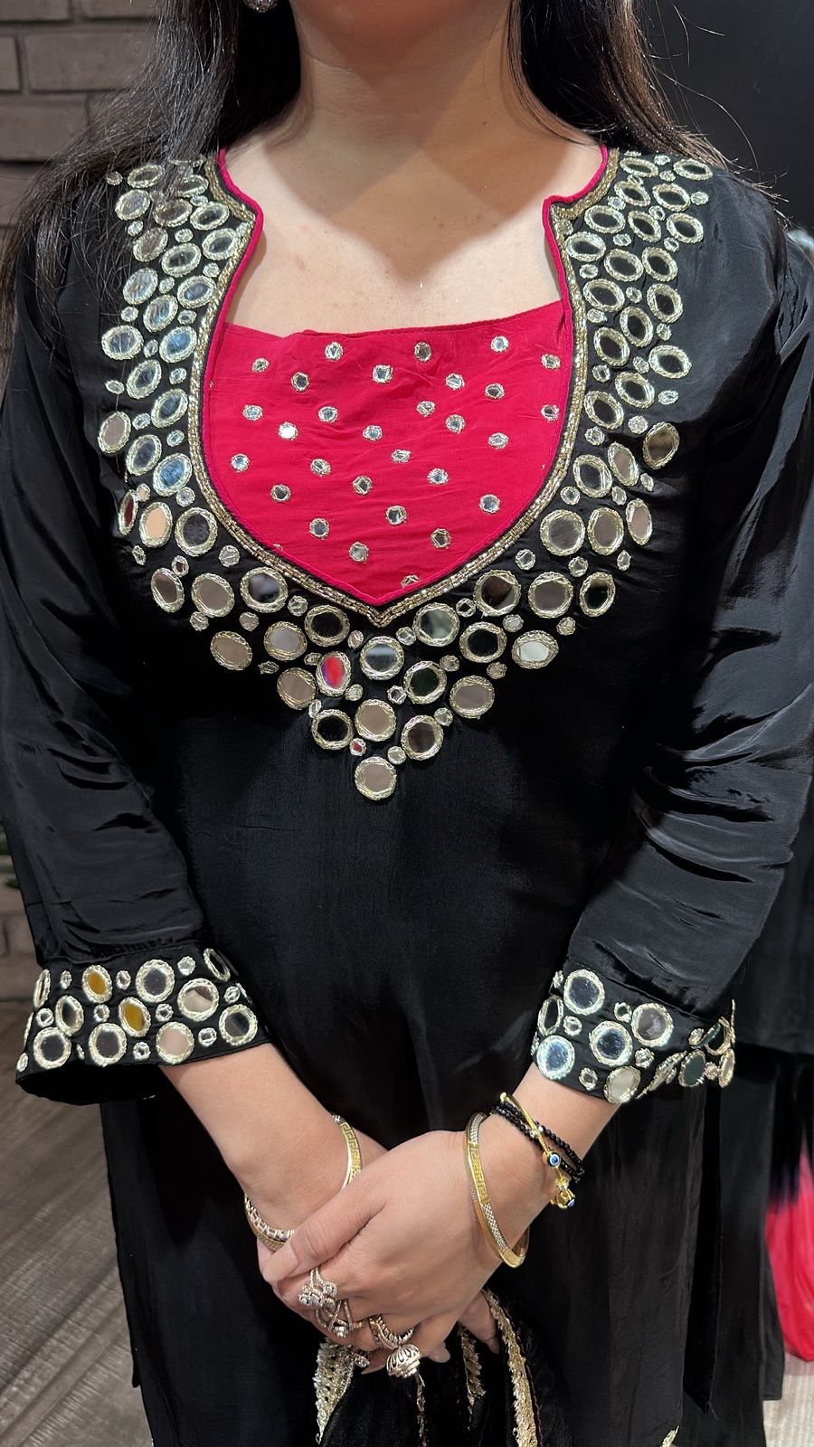 Ceskaz Black mirror work Designer Suit