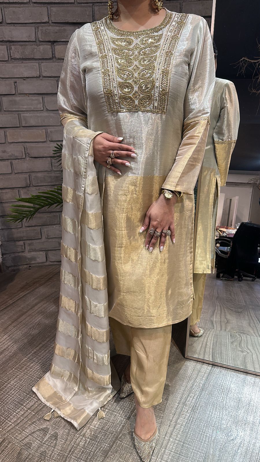 Maysha Silver Gold Designer suit