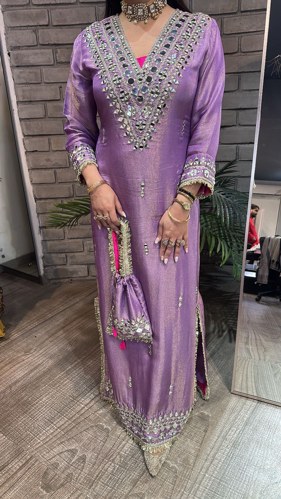 Kareena kapoor Lavander Mirror Dress with Potli