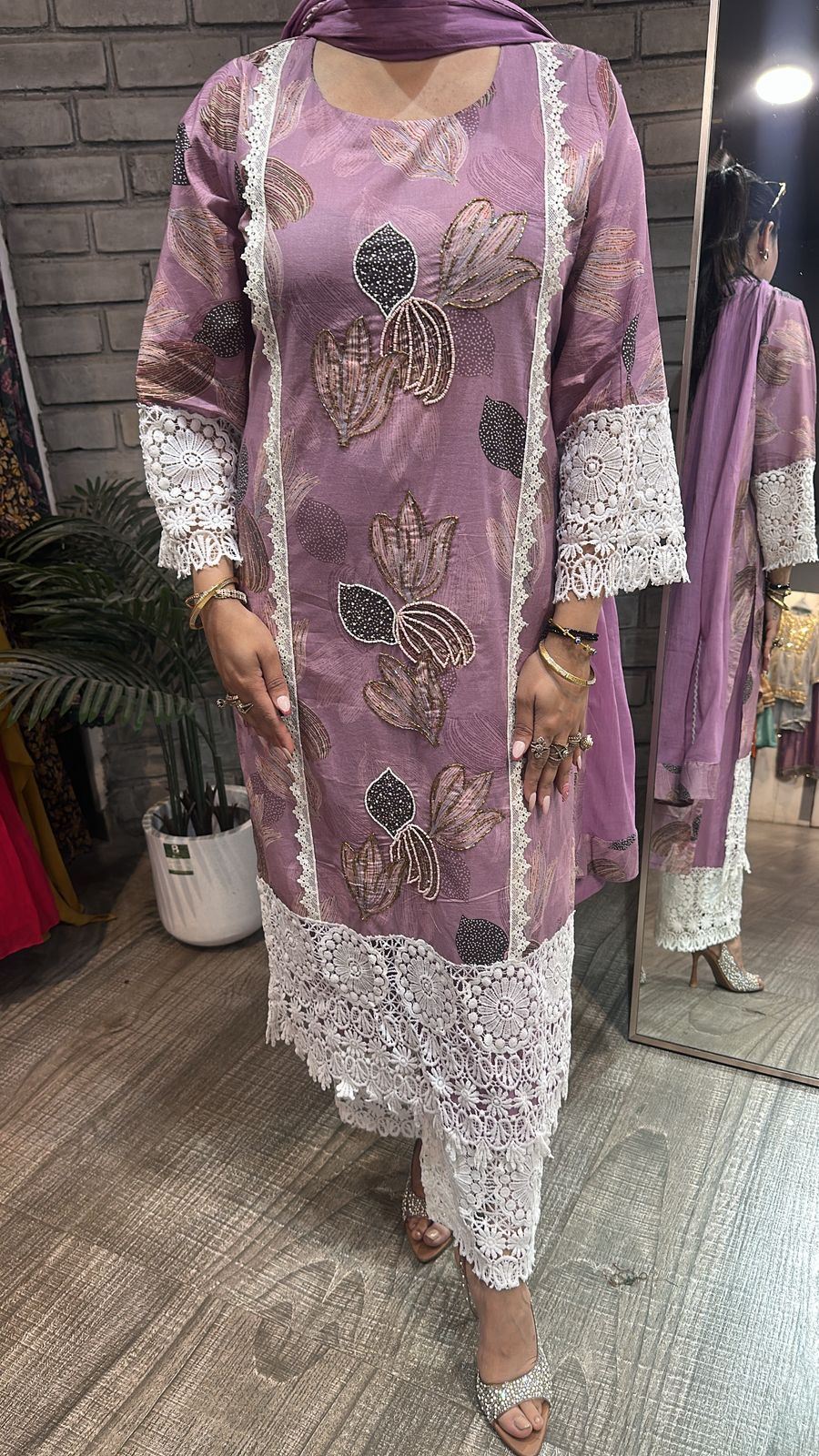 Orchid Cotton Digital Designer Suit