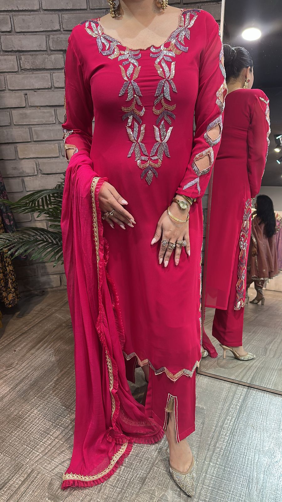Falguni Hot pink Katdana Designer Suit