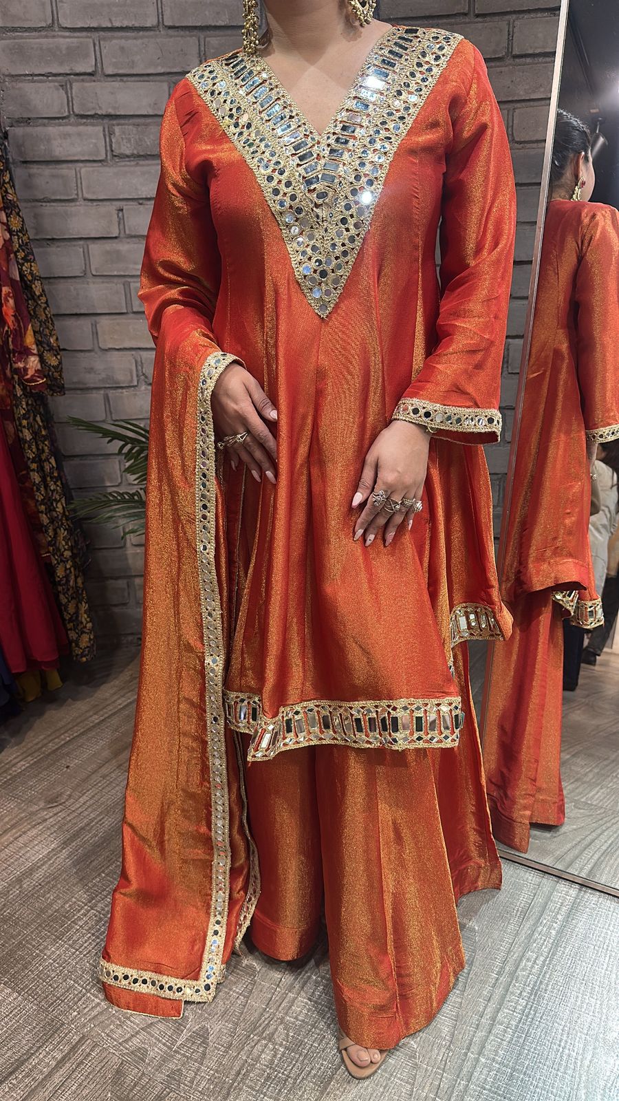 Kurban Rust mirror work Designer Suit