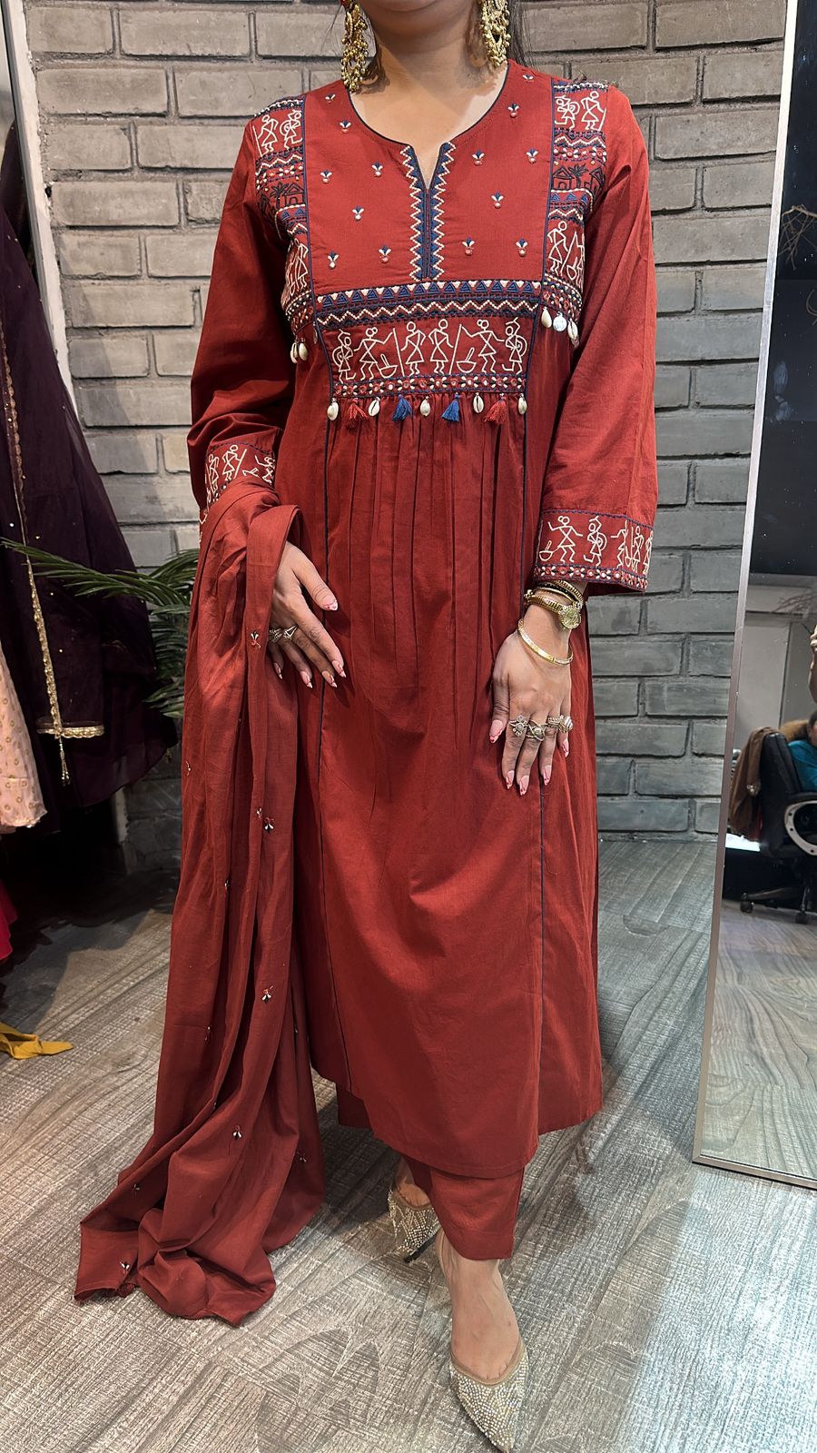 Varanasi Rust Designer Cotton Suit