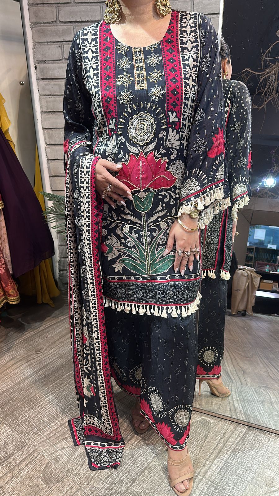 Fresco Black Digital Designer Suit