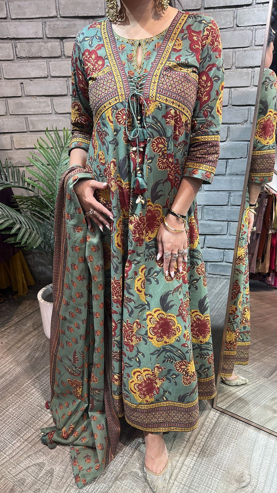 Rafta Sage Green Designer Anarkali Suit