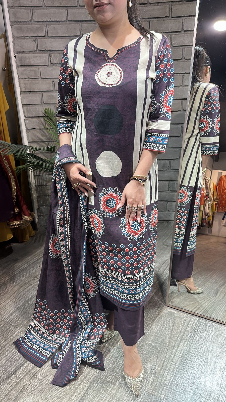 Koala purple Cotton Designer Suit