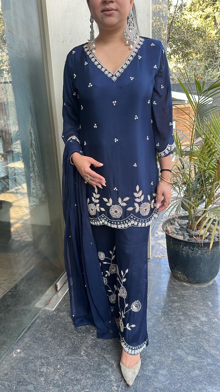 Jalebi Navy Blue katdana suit