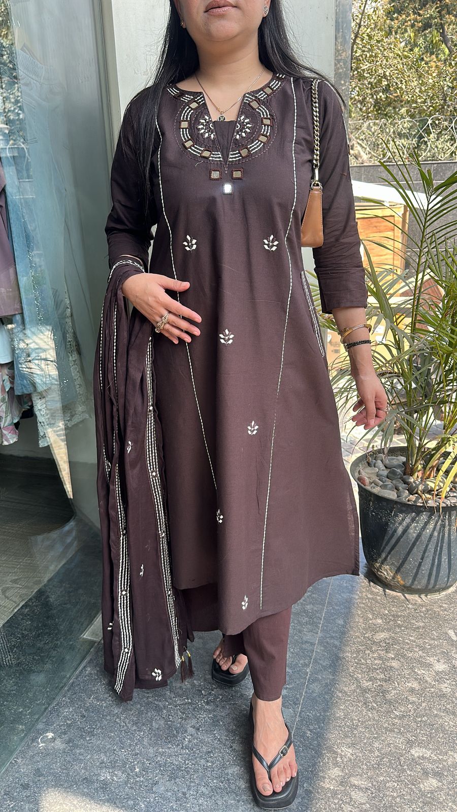 Ruana Chocolate Brown A-Line Designer Suit