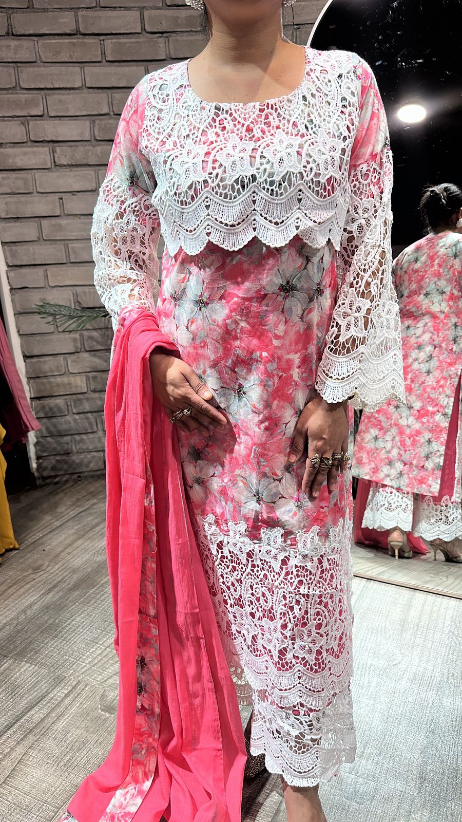 Fitoor Pink Cotton Lace Designer Suit