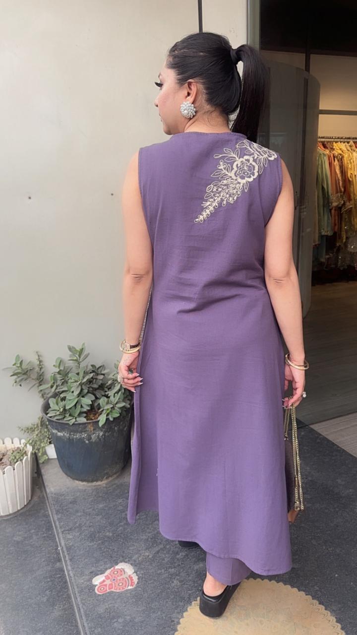 Flames Lavander Tunic set (Sleeve Fabric Attached)