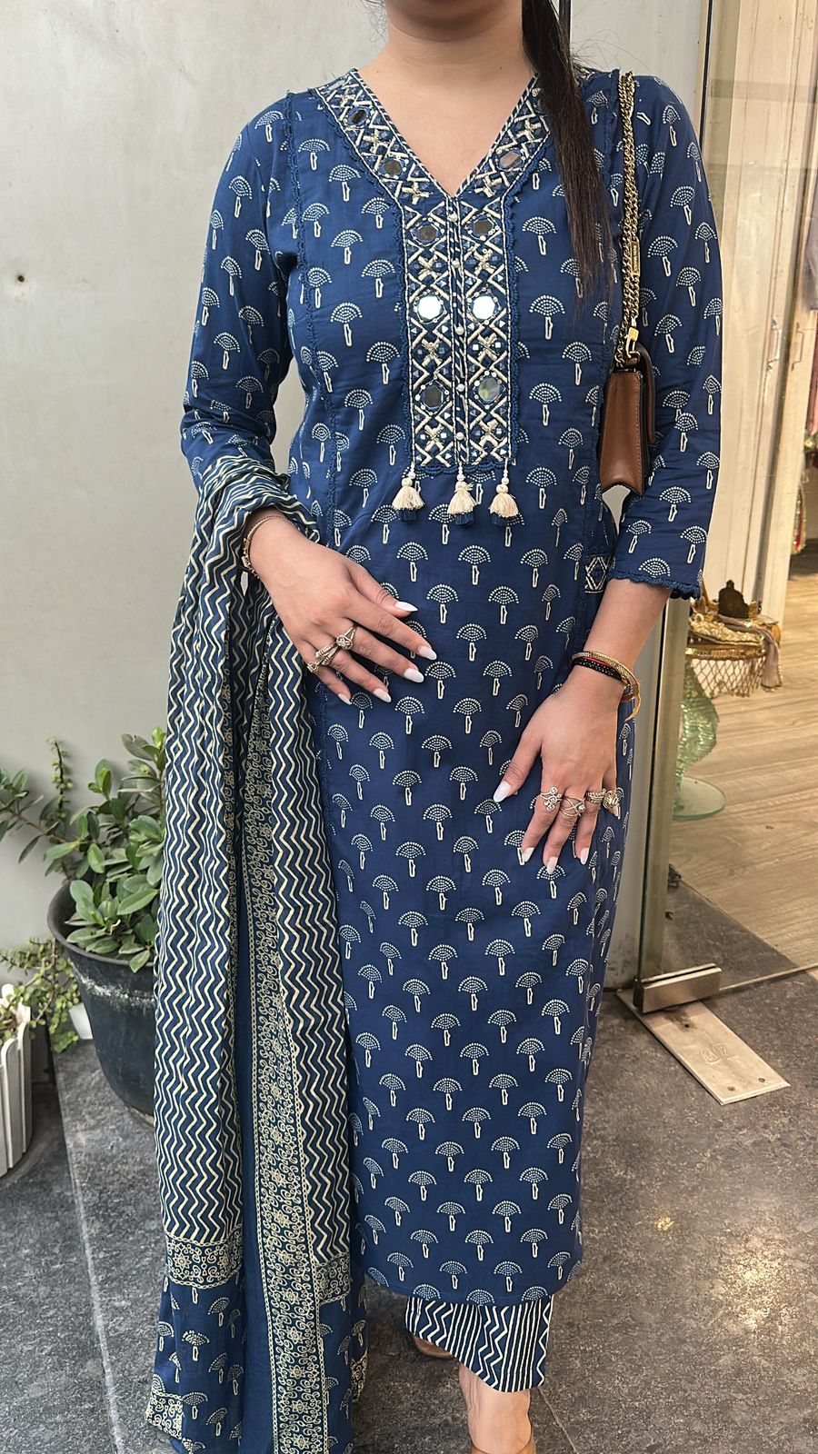 Hawa Blue Mirror Digital print Suit