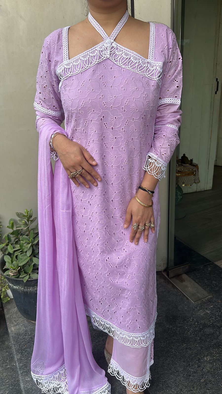 Kanjak Lavander Crisscross Designer Suit