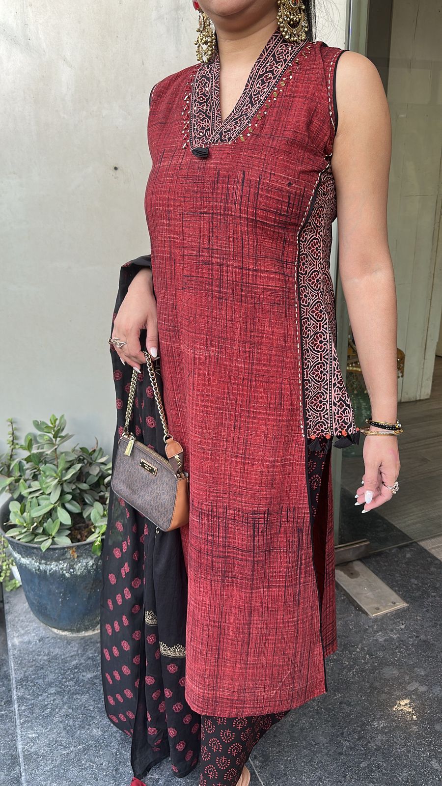 Babul Cotton designer Suit (Sleeve Fabric Attached)