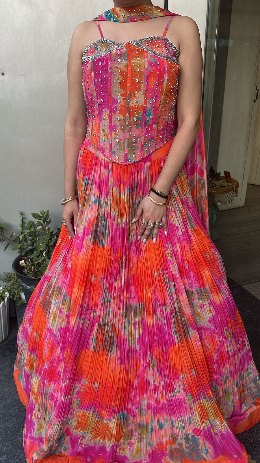 Maysa multicolour Designer Lengha