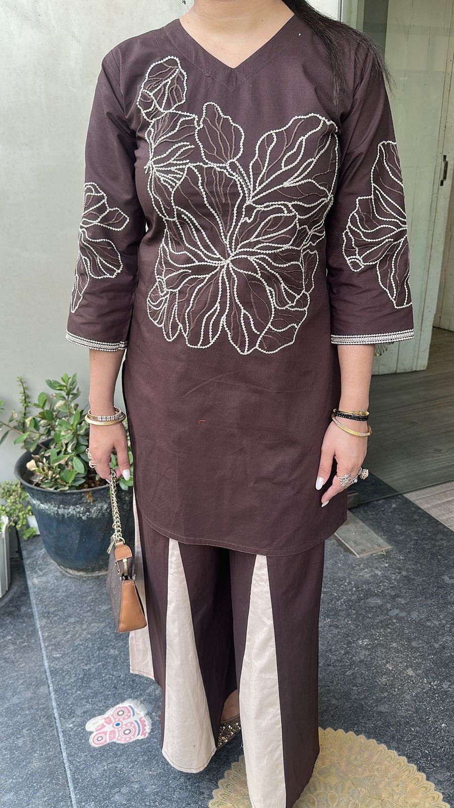 Urban Brown Beige Cotton Designer Cordset