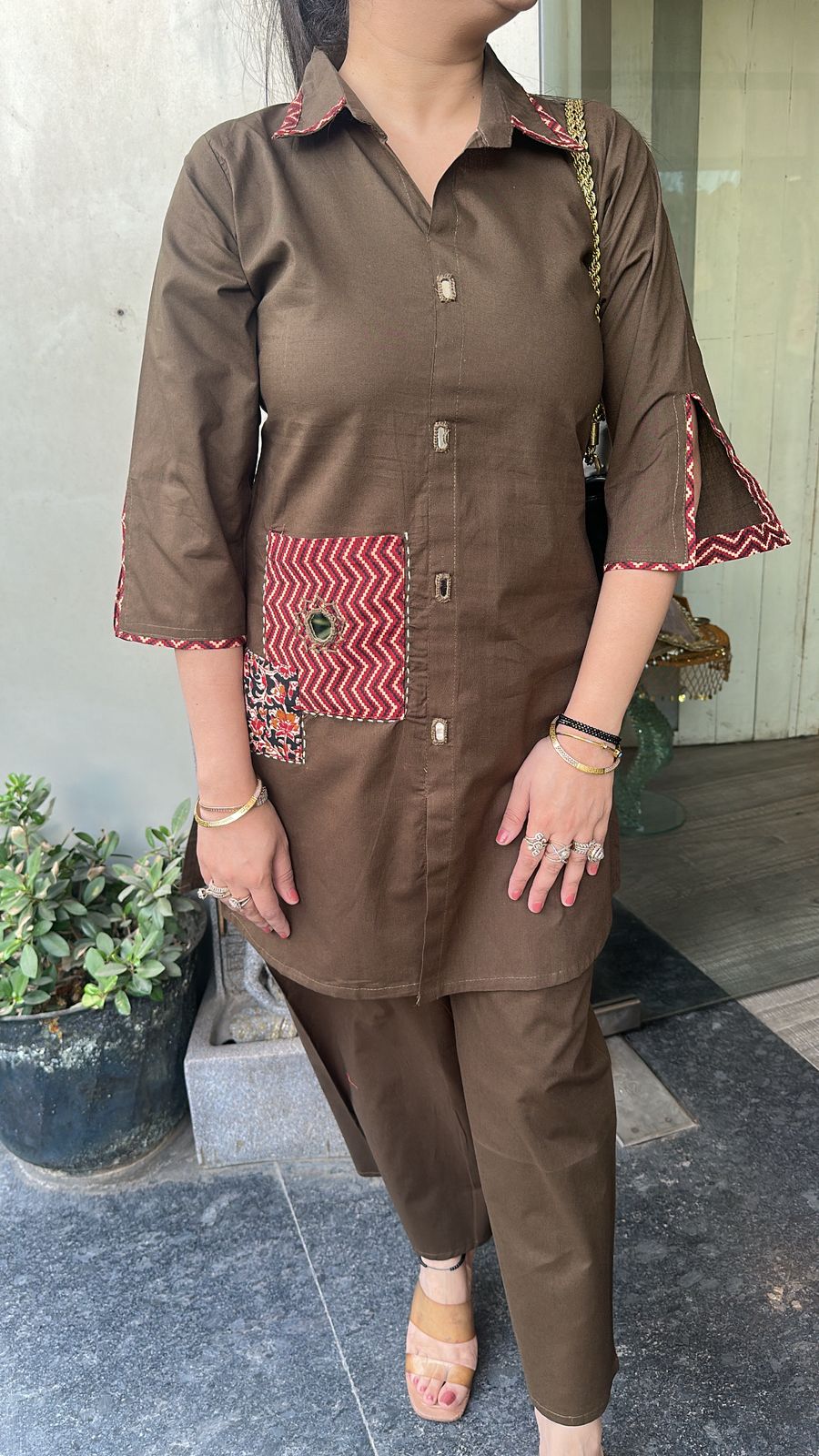Izhaar Brown Cotton Designer Cordset