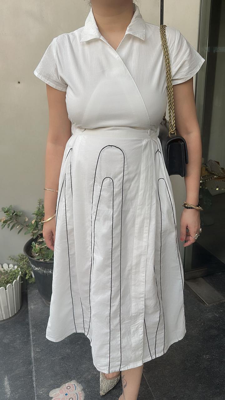Horizon white Cotton Designer Dress