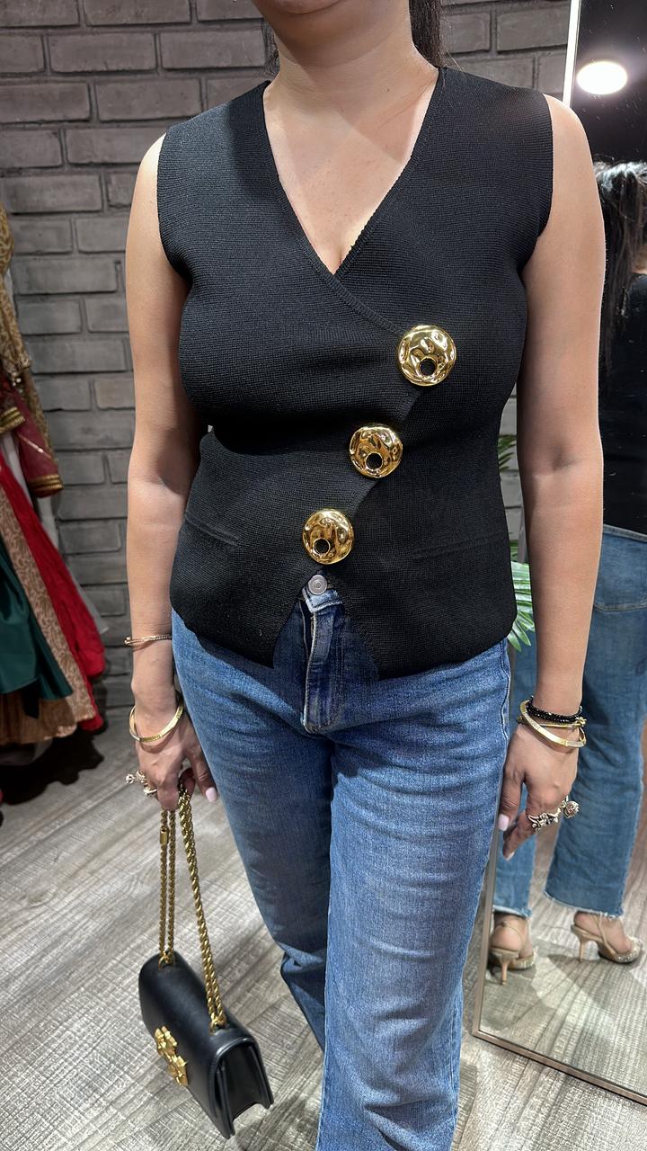 Winkle Black Designer Top