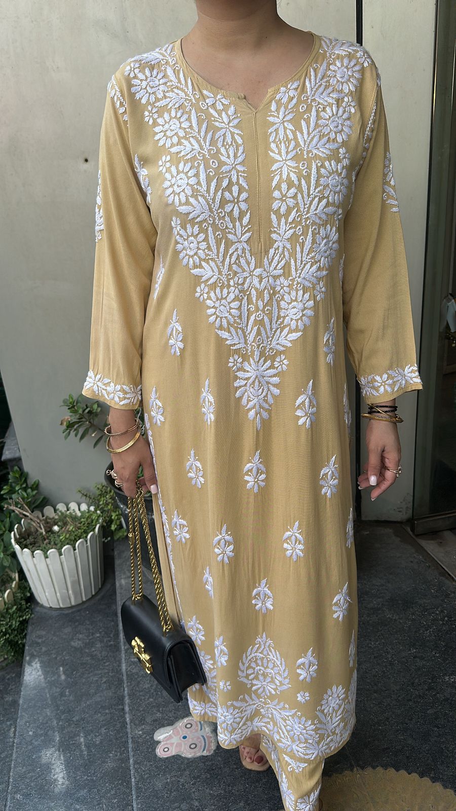 Nazraana yellow Chikankari Tunic Set