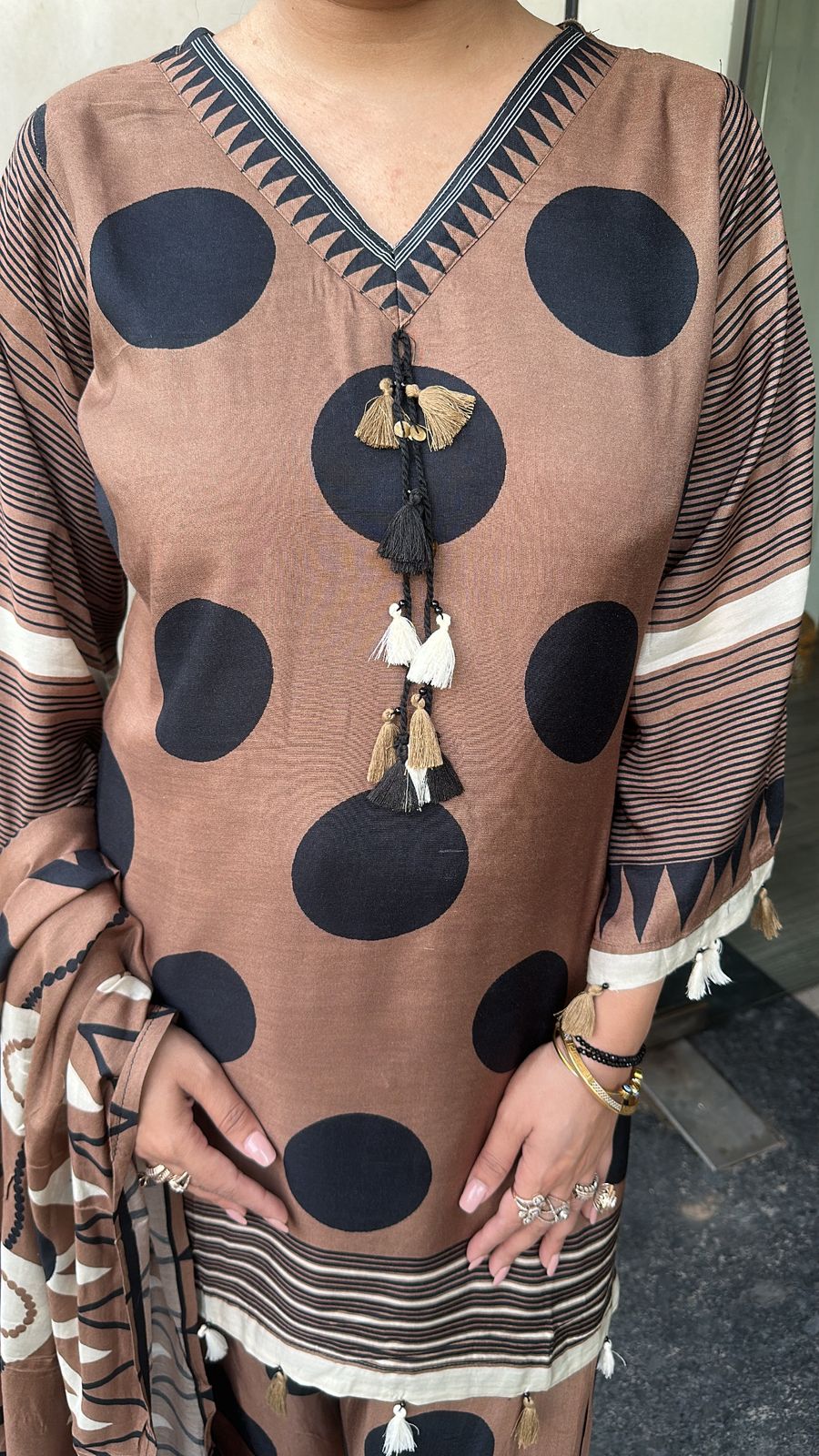 Kulfi Brown polka Digital Farshi salwar Designer Suit