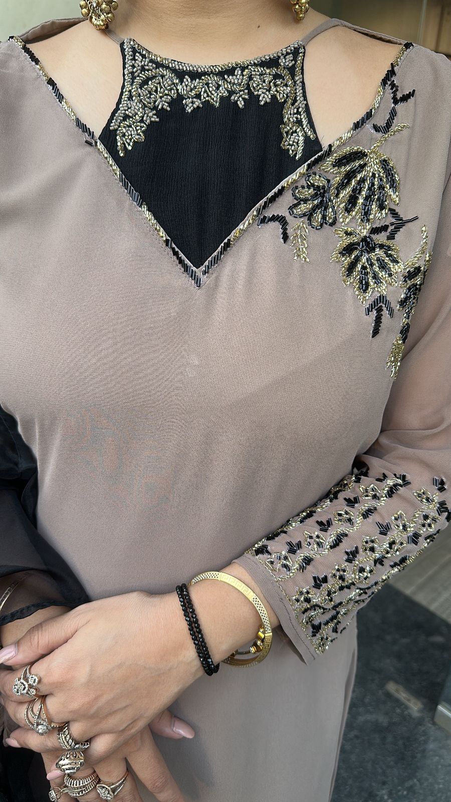 Beige Black Hit Designer Suit