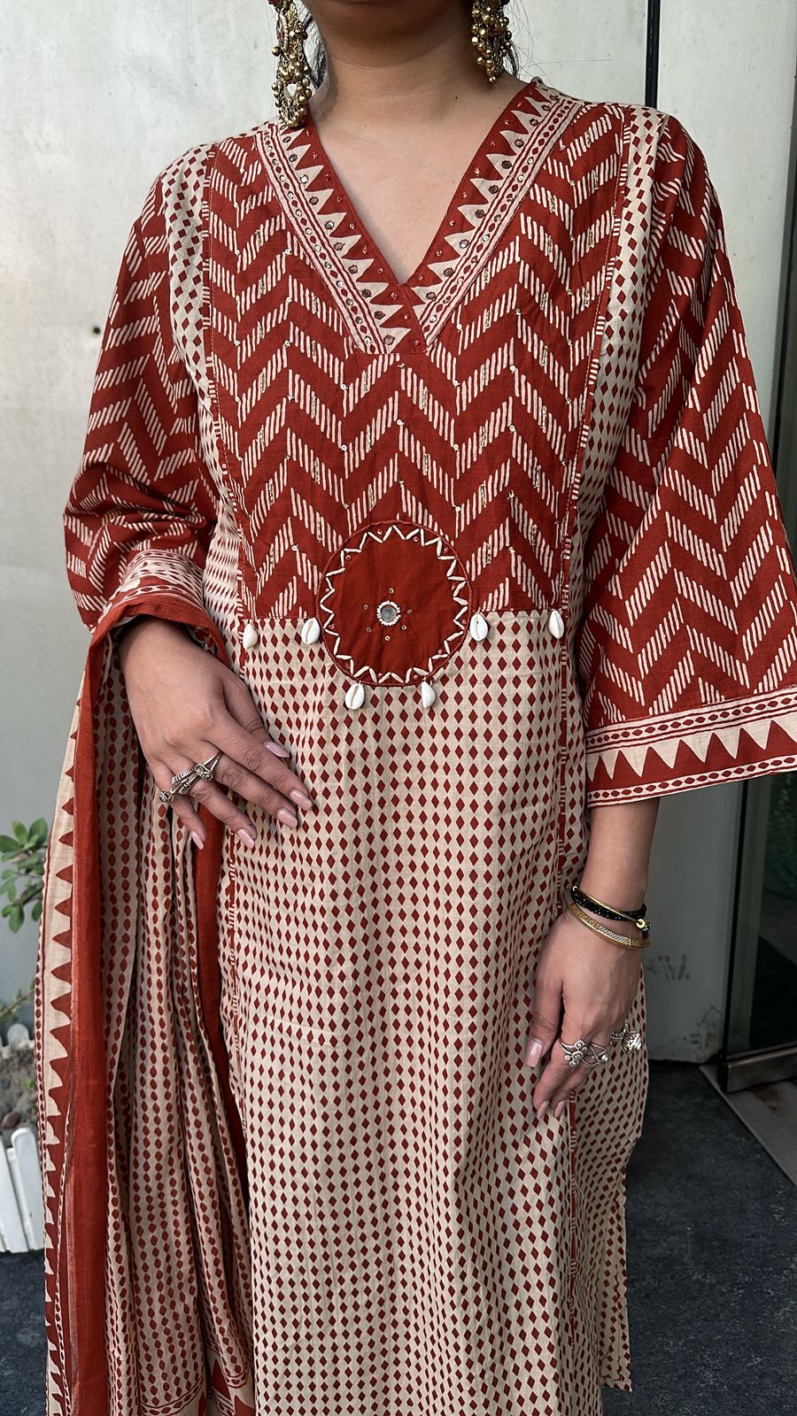 Bannhi Rust Digital Cotton Designer Suit