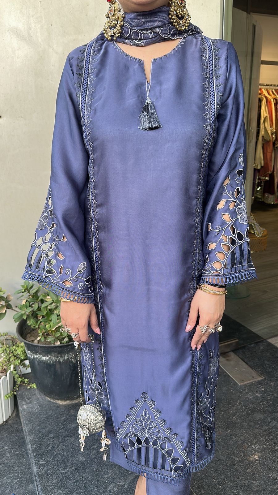 Niharika Royal Blue Cut work Designer Suit