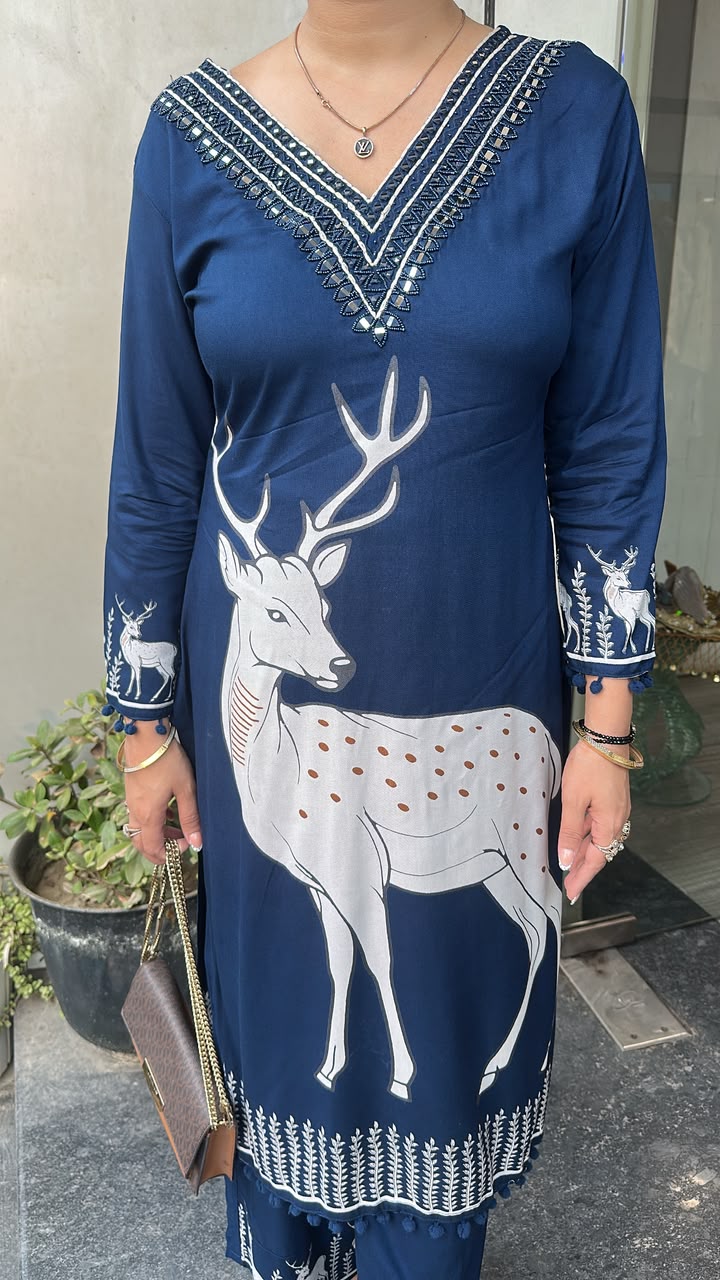 Azura Navy Blue Digital Tunic Set