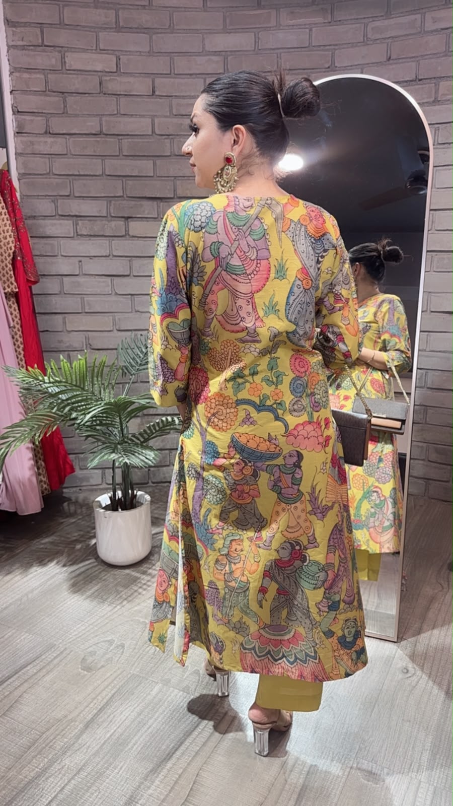 Kathak Musturd Digital print A-Line Tunic Set