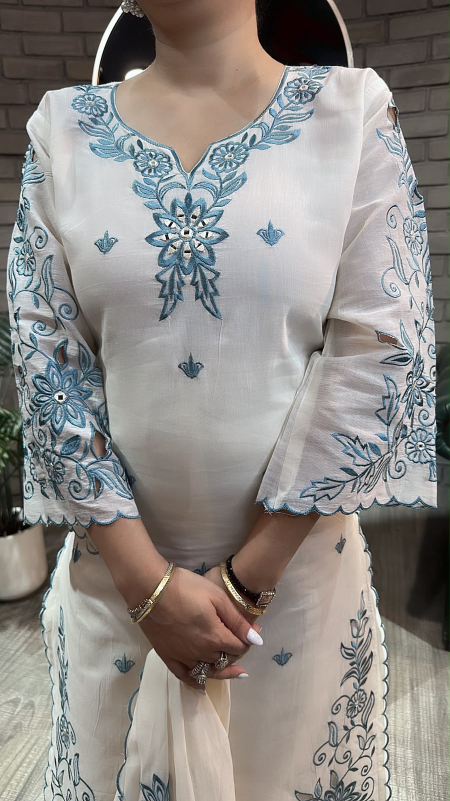 Sifat Ivory Cutwork cotton Designer Suit