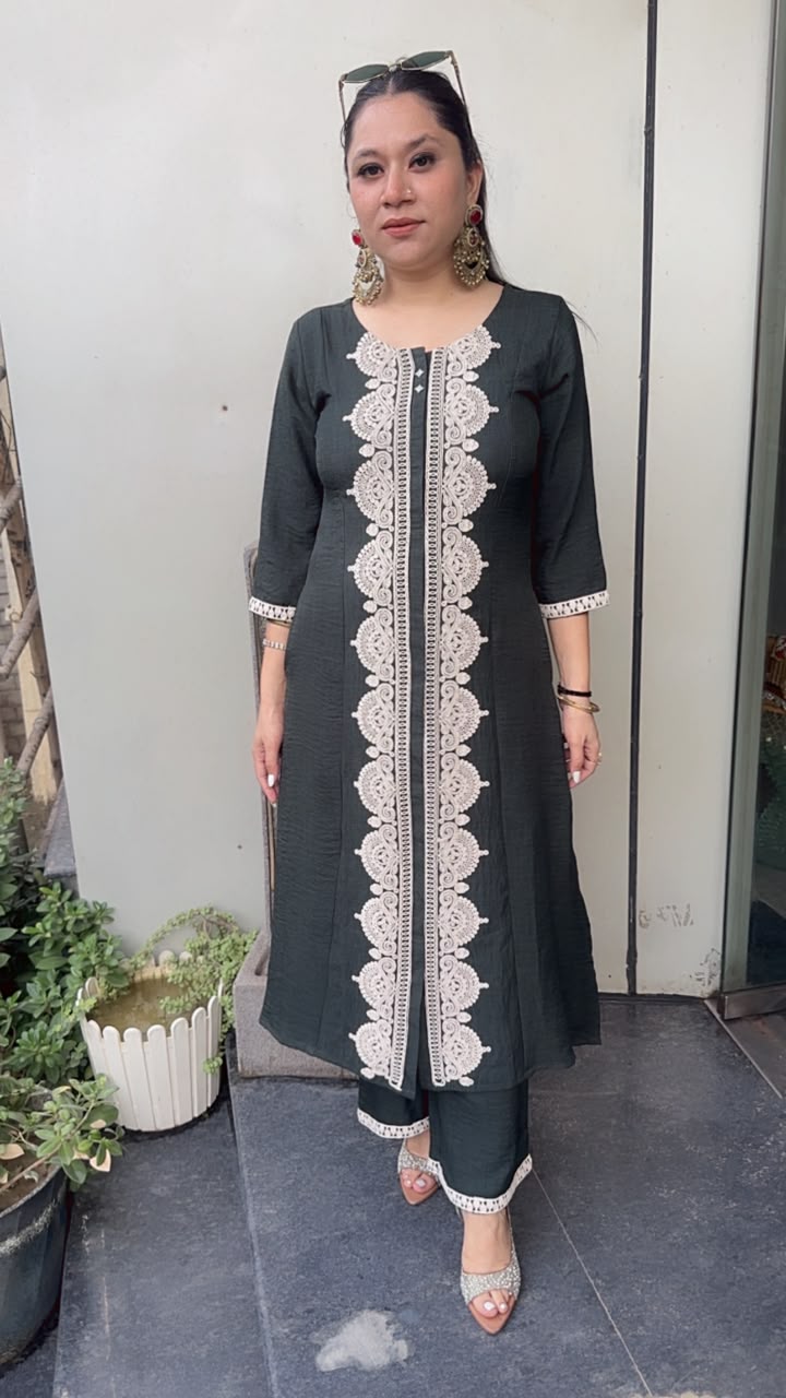 Cheeni Bottel Green Long Tunic Set