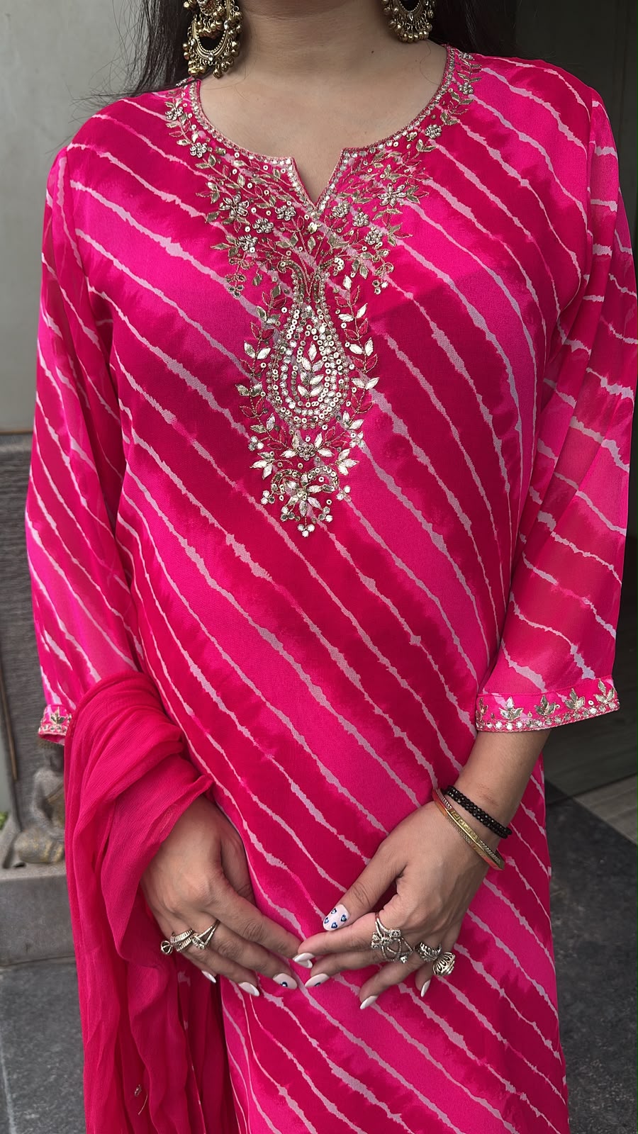 Hariyali pink leheria Designer Suit
