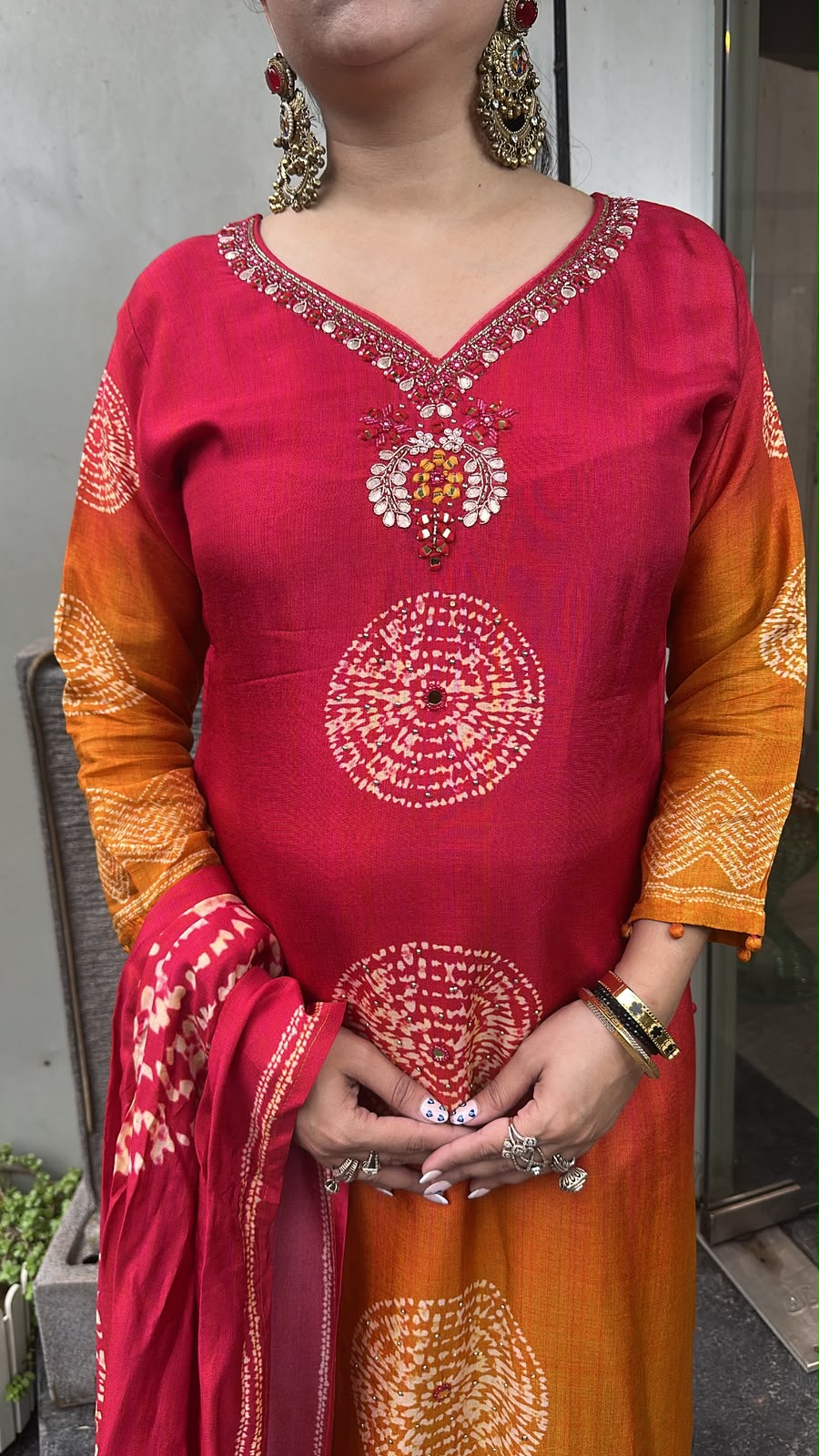 Kaazi Ombré Leheria Designer Suit